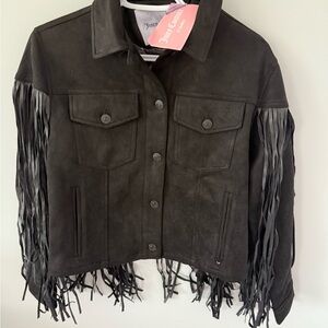 Juicy Couture Dark Leather Fringe Jacket